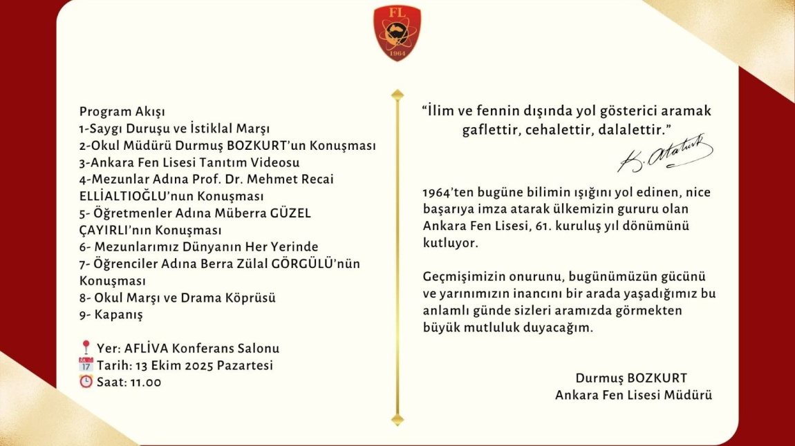  Ankara Fen Lisesi 61 Yaşında! 
